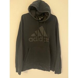 Adidas Mens Black Hoodie Sweatshirt Pullover Logo No Size Tag Pit to Pit 25in